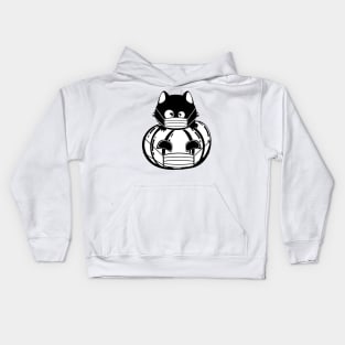 Black cat and pumpkin in face mask Kids Hoodie